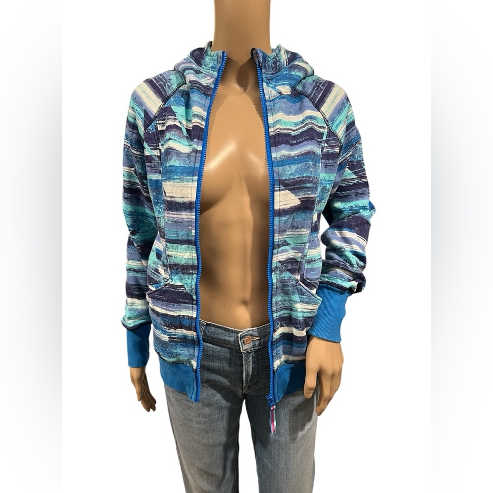 IVIVVA BY LULULEMON GIRLS FULL ZIP UP HOODIE JACKET BLUE PRINT Size 12 - Picture 5 of 14